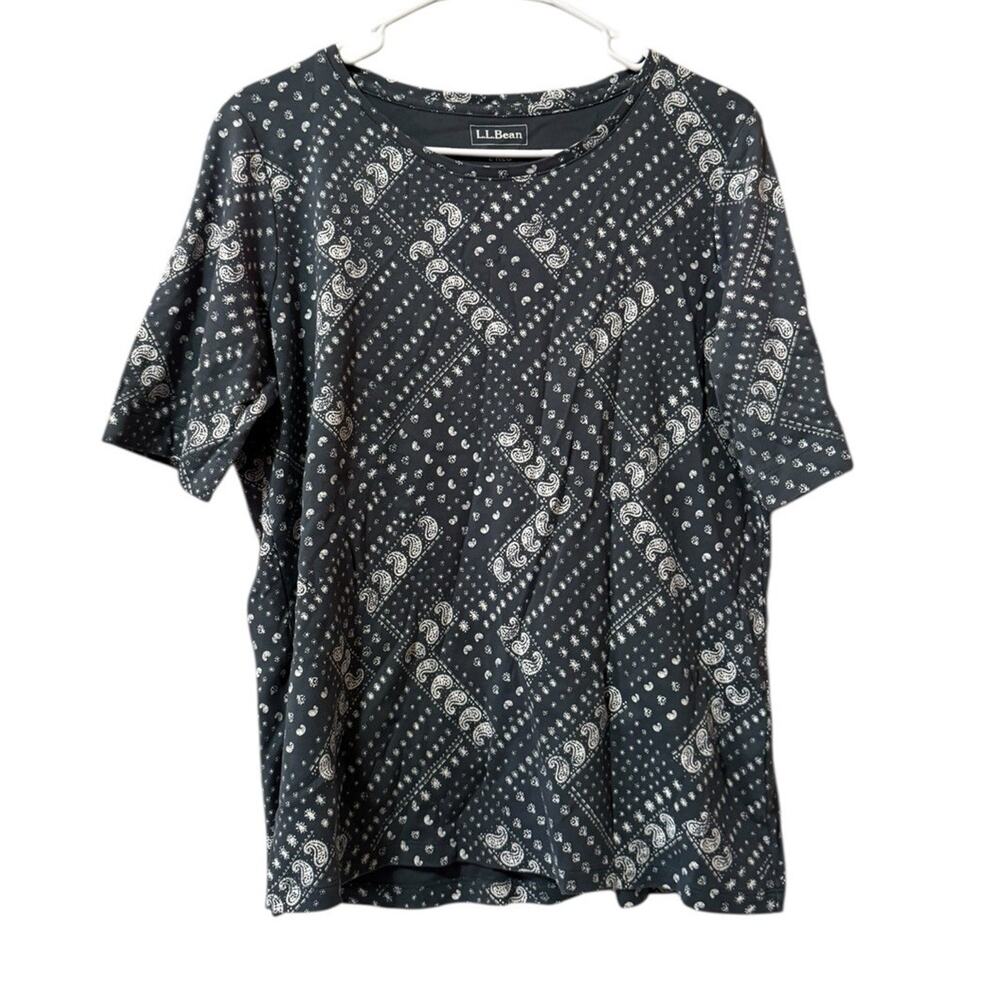 LL Bean Women Size Large Regular Short Sleeve Round Neck Cotton T Shirt Preppy